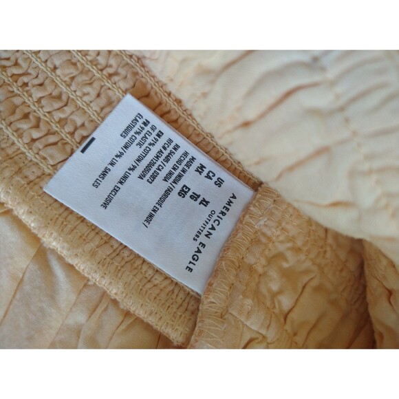 American Eagle sz XL Tube Top Strapless Smocked Cotton/Linen orange yellow plaid - Picture 6 of 8
